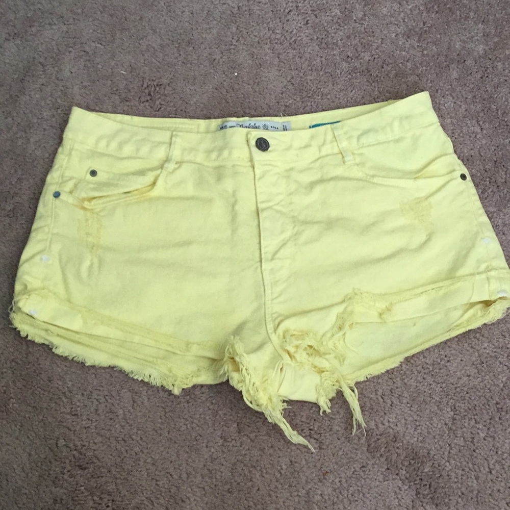 Zara yellow distressed shorts!